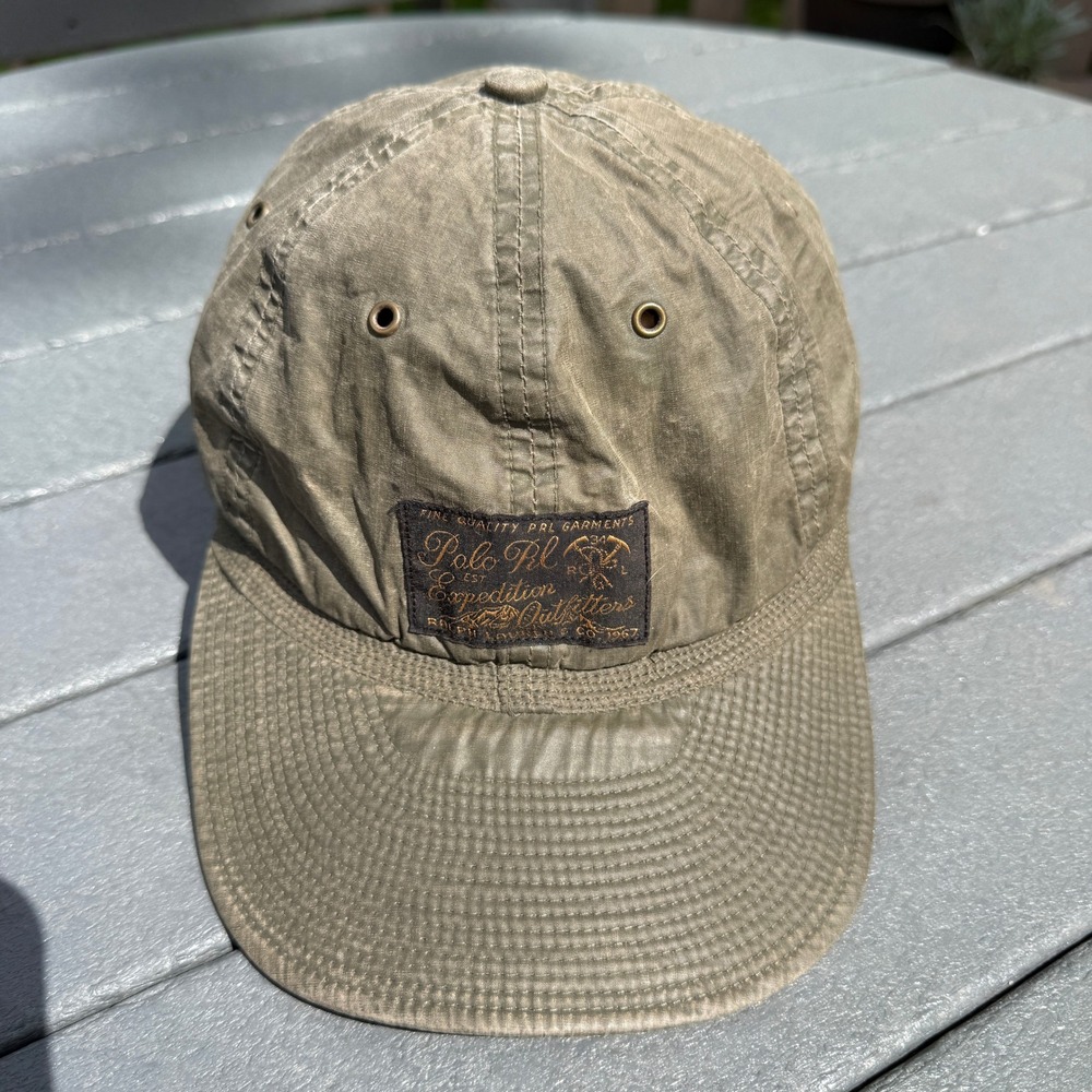 Vintage Polo Ralph Lauren Expedition Outfitters Waxed Hat Men OS Olive Green Cap - Picture 1 of 9